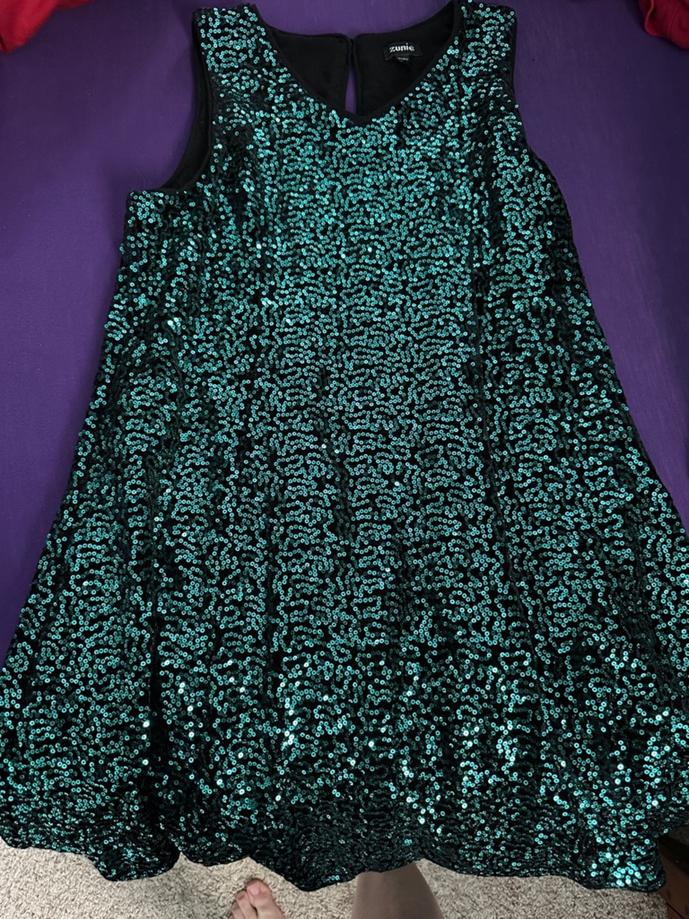 Zunie Teal Sequin A-Line Party Dress for Girls